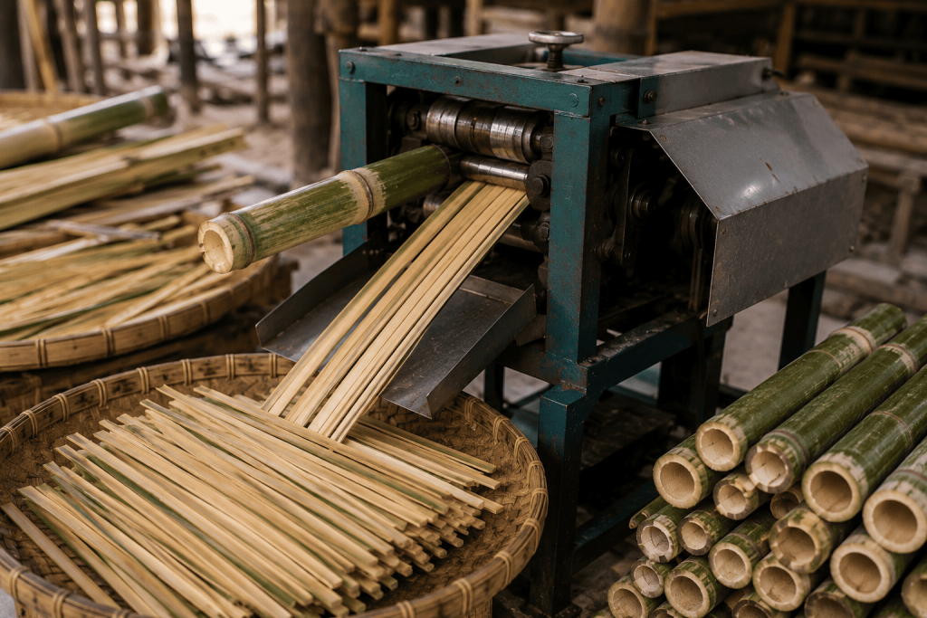 fungsi mesin irat bambu otomatis
