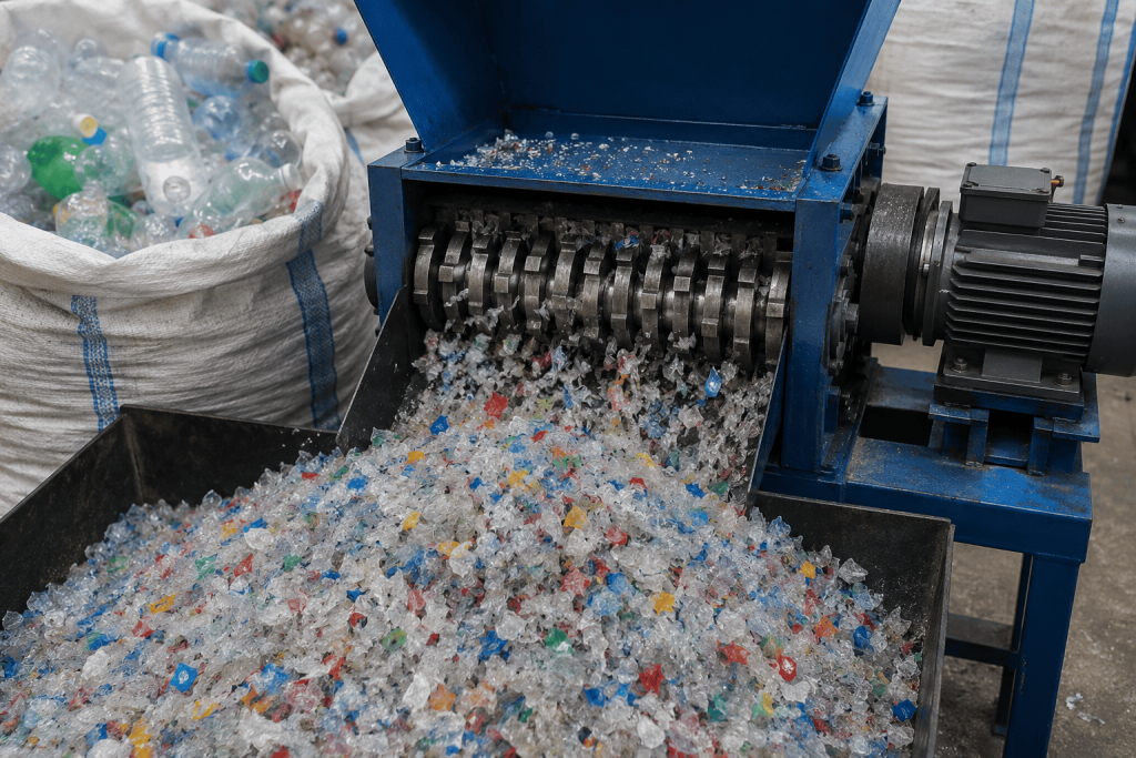 proses pencacahan sampah plastik