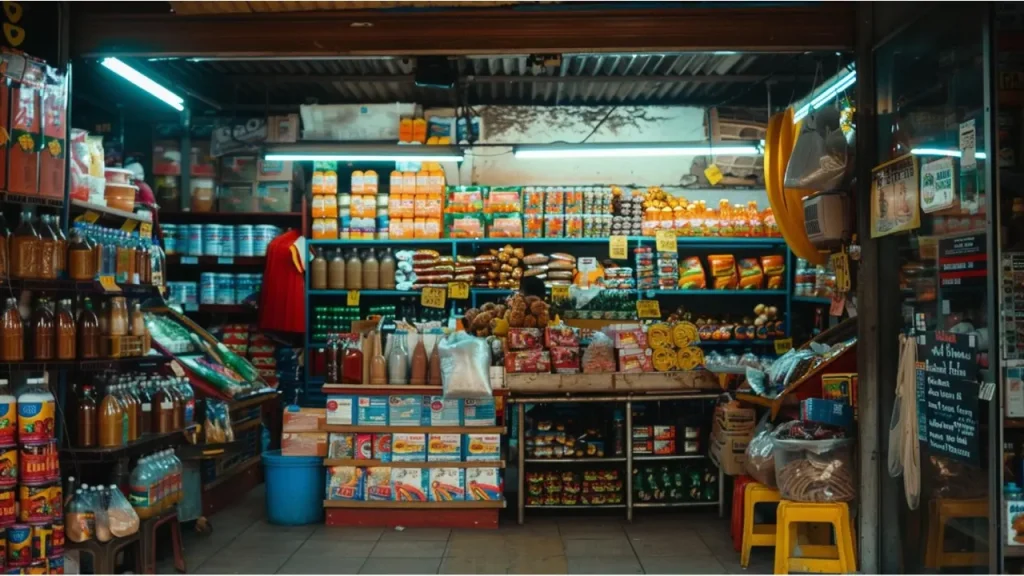 Pemilik toko retail sedang mengecek stok barang di rak untuk menjaga persediaan tetap teratur