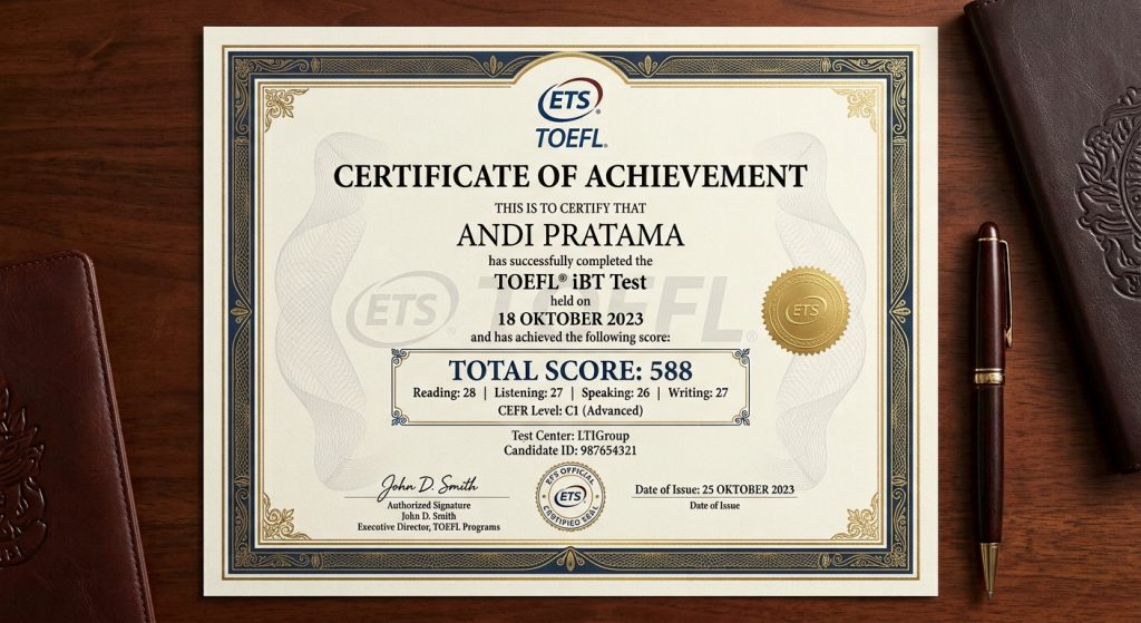 Klaim Sertifikat TOEFL Online